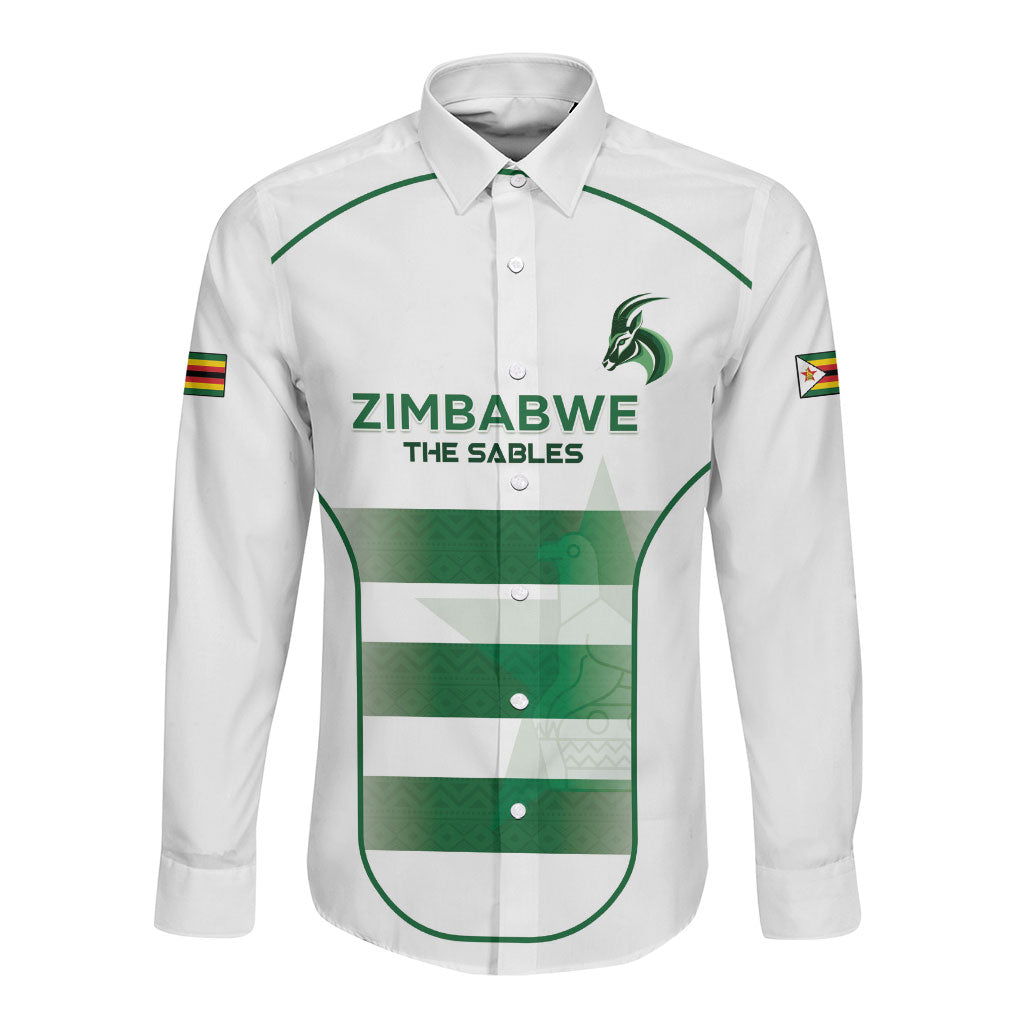 Custom Zimbabwe Sables Rugby Long Sleeve Button Shirt Sporty Style