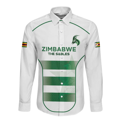 Custom Zimbabwe Sables Rugby Long Sleeve Button Shirt Sporty Style