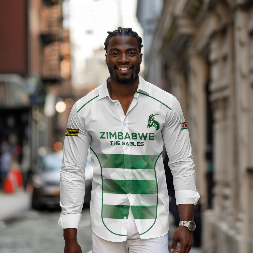 Custom Zimbabwe Sables Rugby Long Sleeve Button Shirt Sporty Style