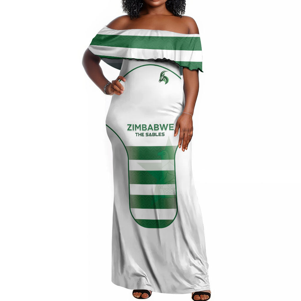 Custom Zimbabwe Sables Rugby Off Shoulder Maxi Dress Sporty Style