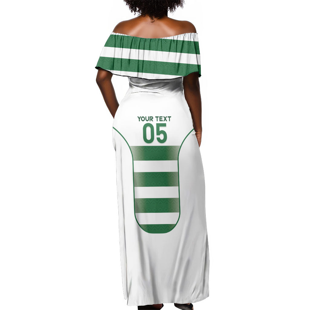 Custom Zimbabwe Sables Rugby Off Shoulder Maxi Dress Sporty Style