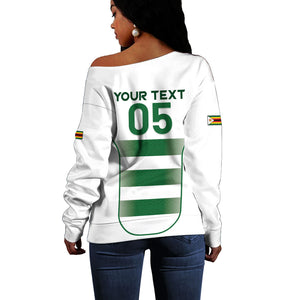Custom Zimbabwe Sables Rugby Off Shoulder Sweater Sporty Style
