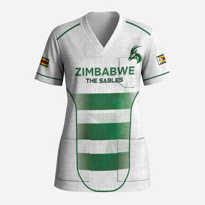 Custom Zimbabwe Sables Rugby Scrub Top Sporty Style