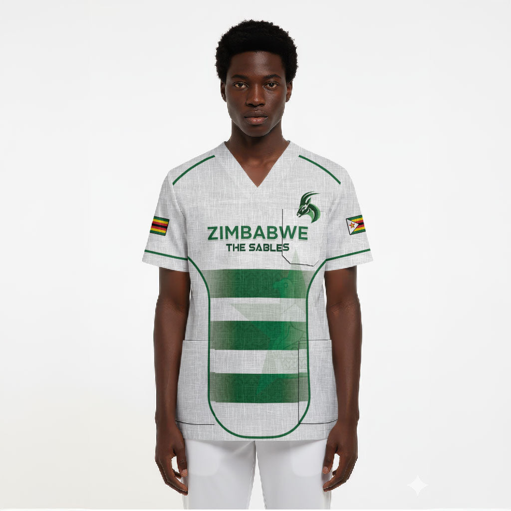 Custom Zimbabwe Sables Rugby Scrub Top Sporty Style