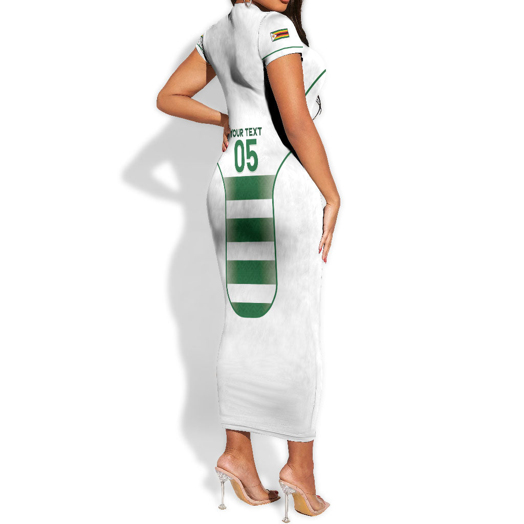 Custom Zimbabwe Sables Rugby Short Sleeve Bodycon Dress Sporty Style