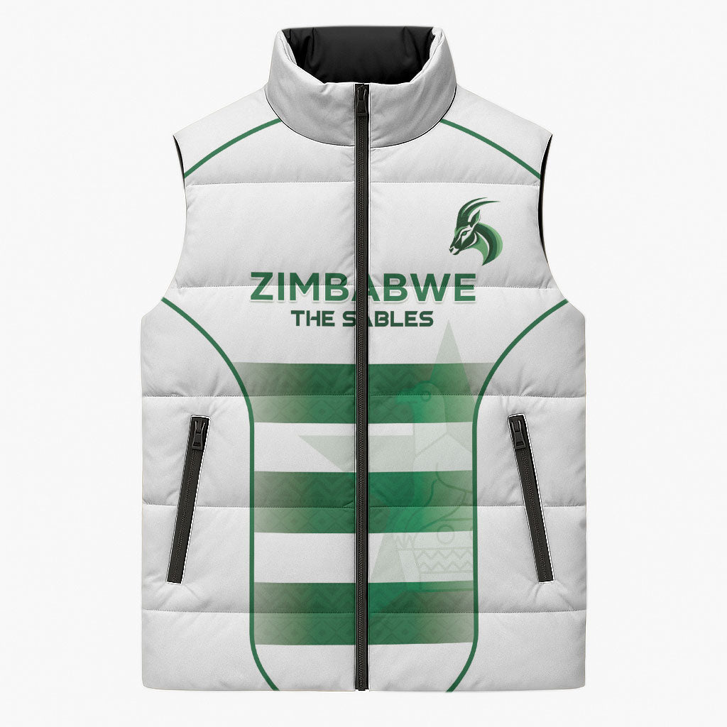 Custom Zimbabwe Sables Rugby Sleeveless Puffer Jacket Sporty Style