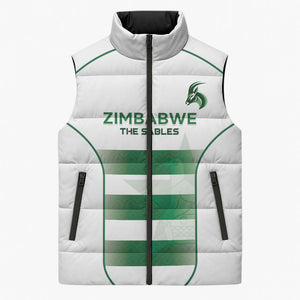Custom Zimbabwe Sables Rugby Sleeveless Puffer Jacket Sporty Style