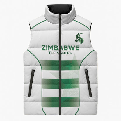 Custom Zimbabwe Sables Rugby Sleeveless Puffer Jacket Sporty Style