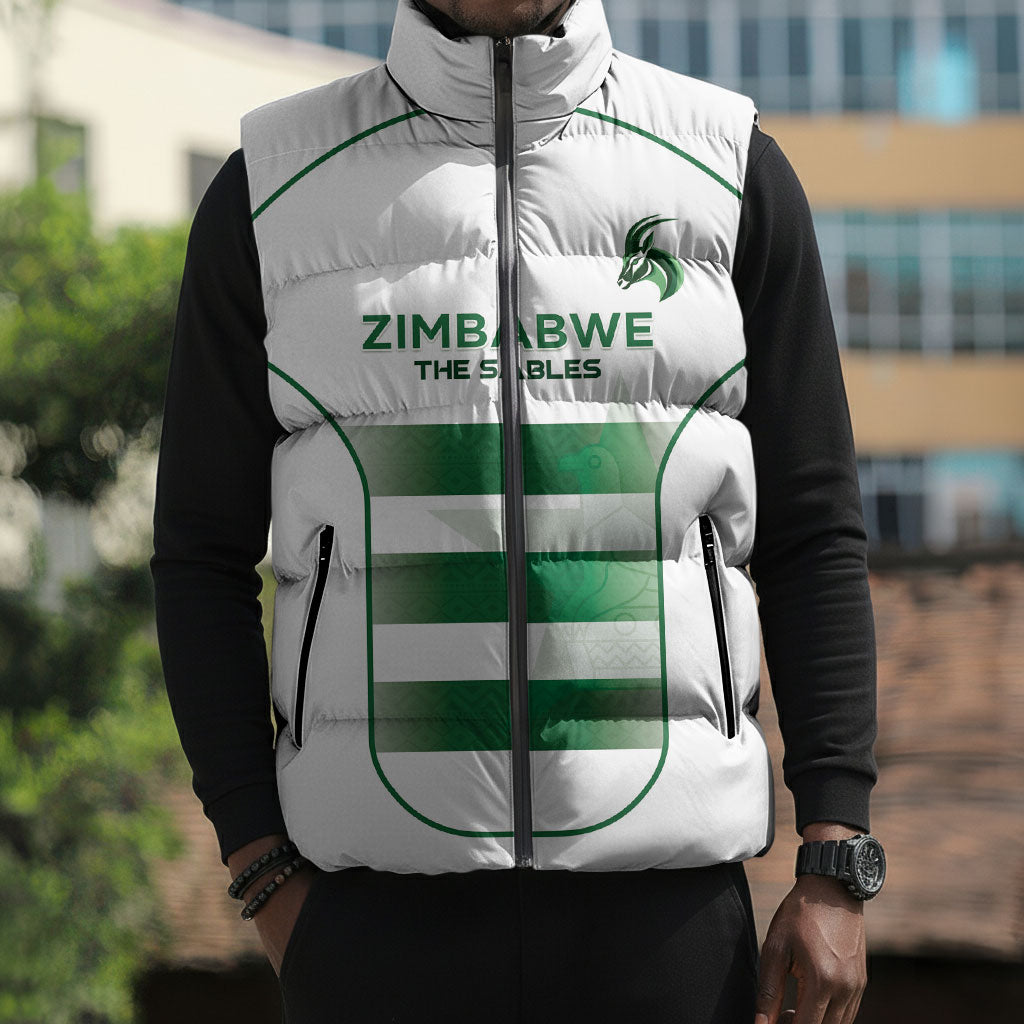 Custom Zimbabwe Sables Rugby Sleeveless Puffer Jacket Sporty Style