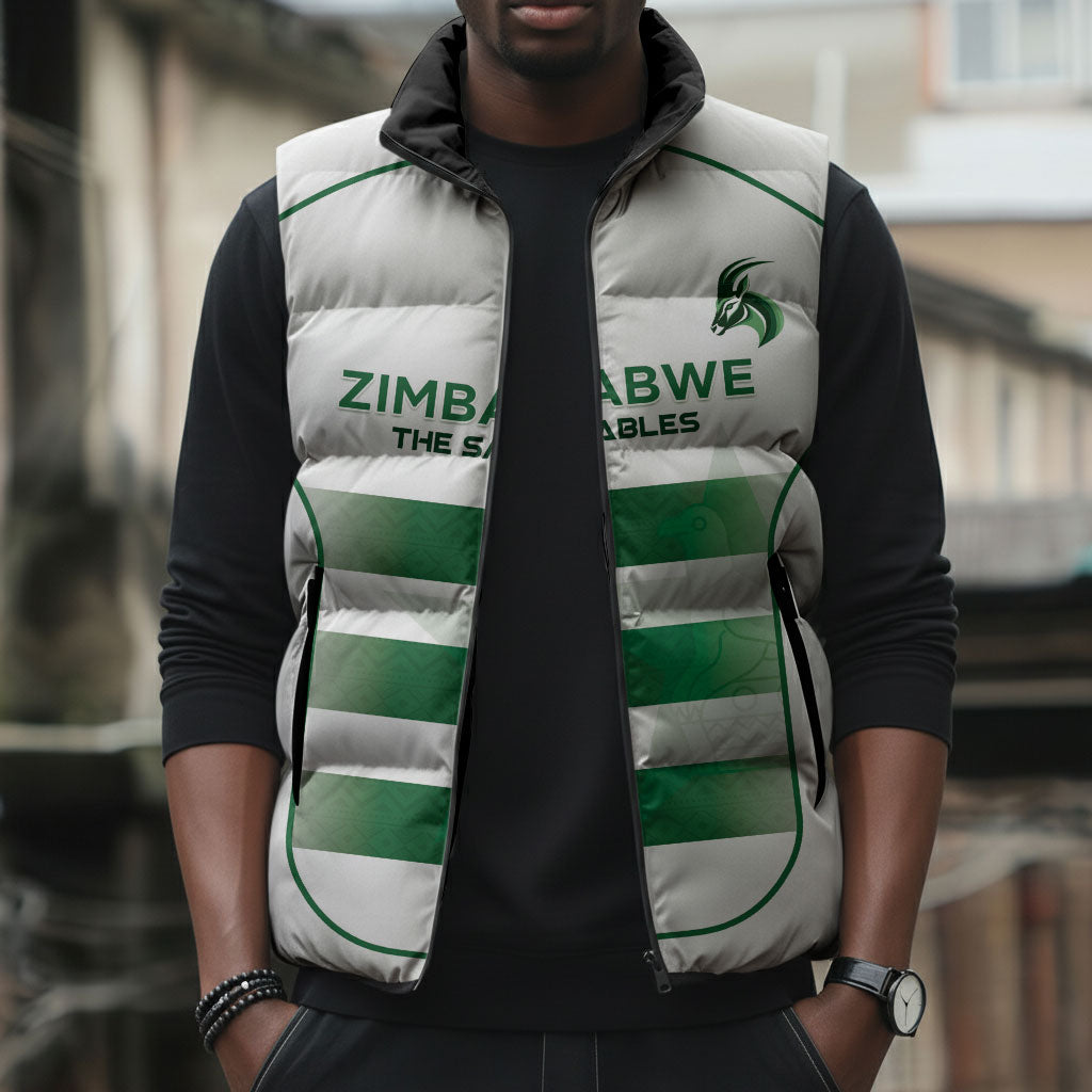Custom Zimbabwe Sables Rugby Sleeveless Puffer Jacket Sporty Style