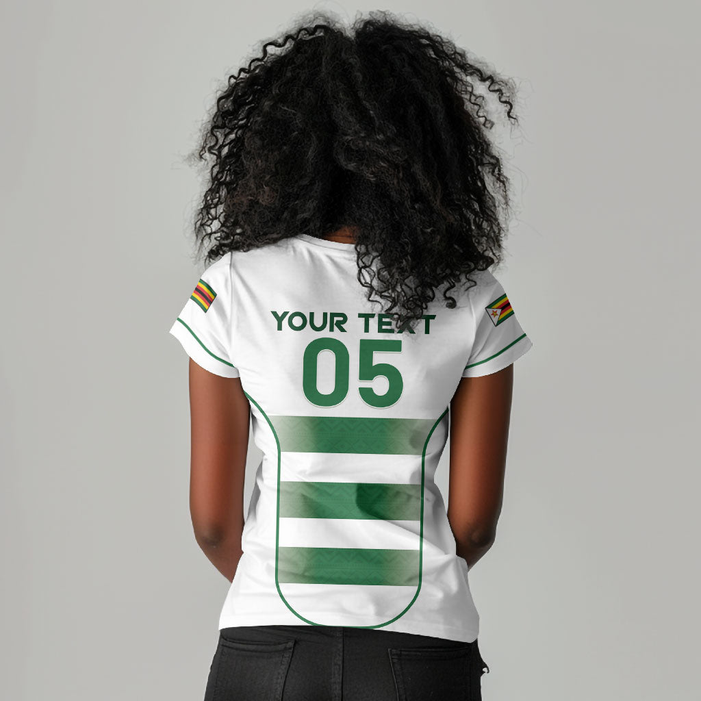 Custom Zimbabwe Sables Rugby Women V-Neck T-Shirt Sporty Style