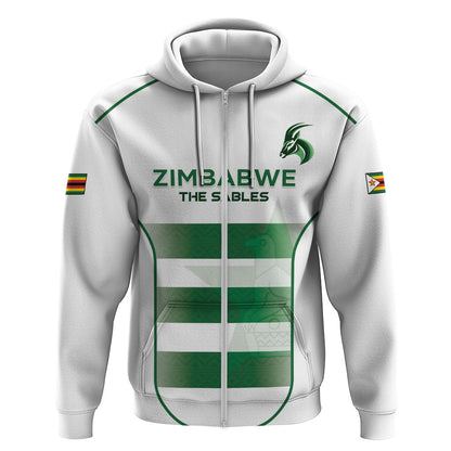 Custom Zimbabwe Sables Rugby Zip Hoodie Sporty Style