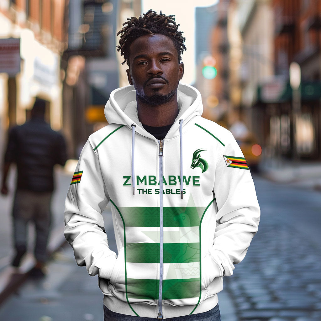 Custom Zimbabwe Sables Rugby Zip Hoodie Sporty Style