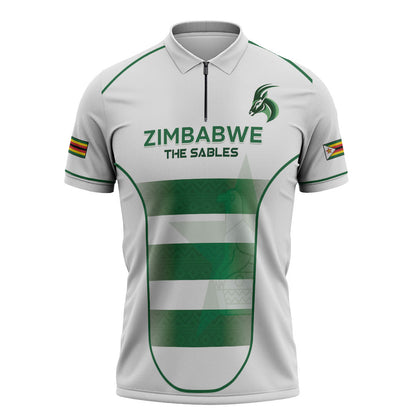 Custom Zimbabwe Sables Rugby Zipper Polo Shirt Sporty Style