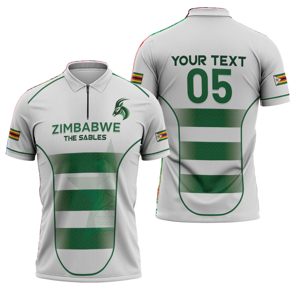 Custom Zimbabwe Sables Rugby Zipper Polo Shirt Sporty Style
