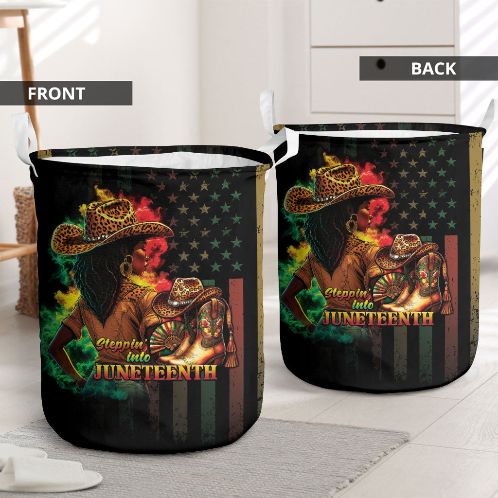Steppin' into Juneteenth 1865 Laundry Basket Melanin Cowgirl Grunge Style