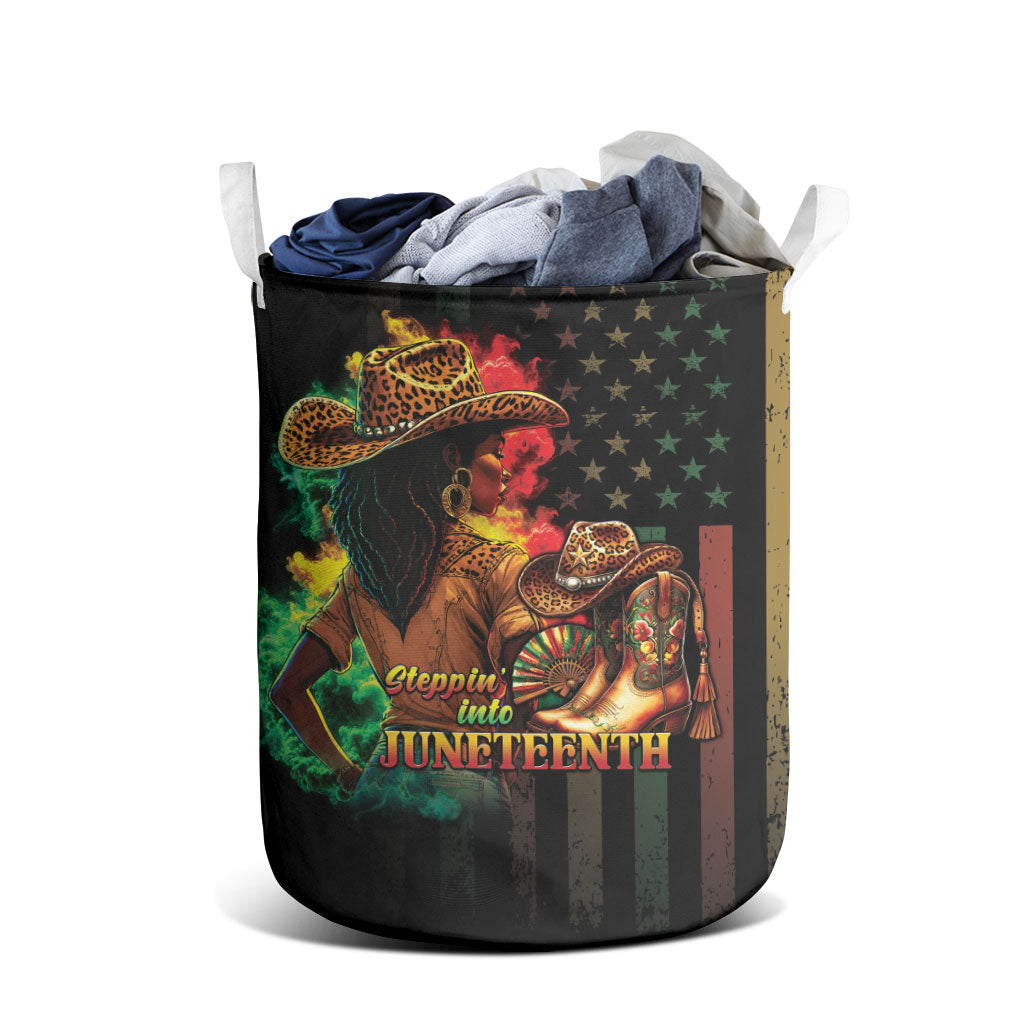 Steppin' into Juneteenth 1865 Laundry Basket Melanin Cowgirl Grunge Style