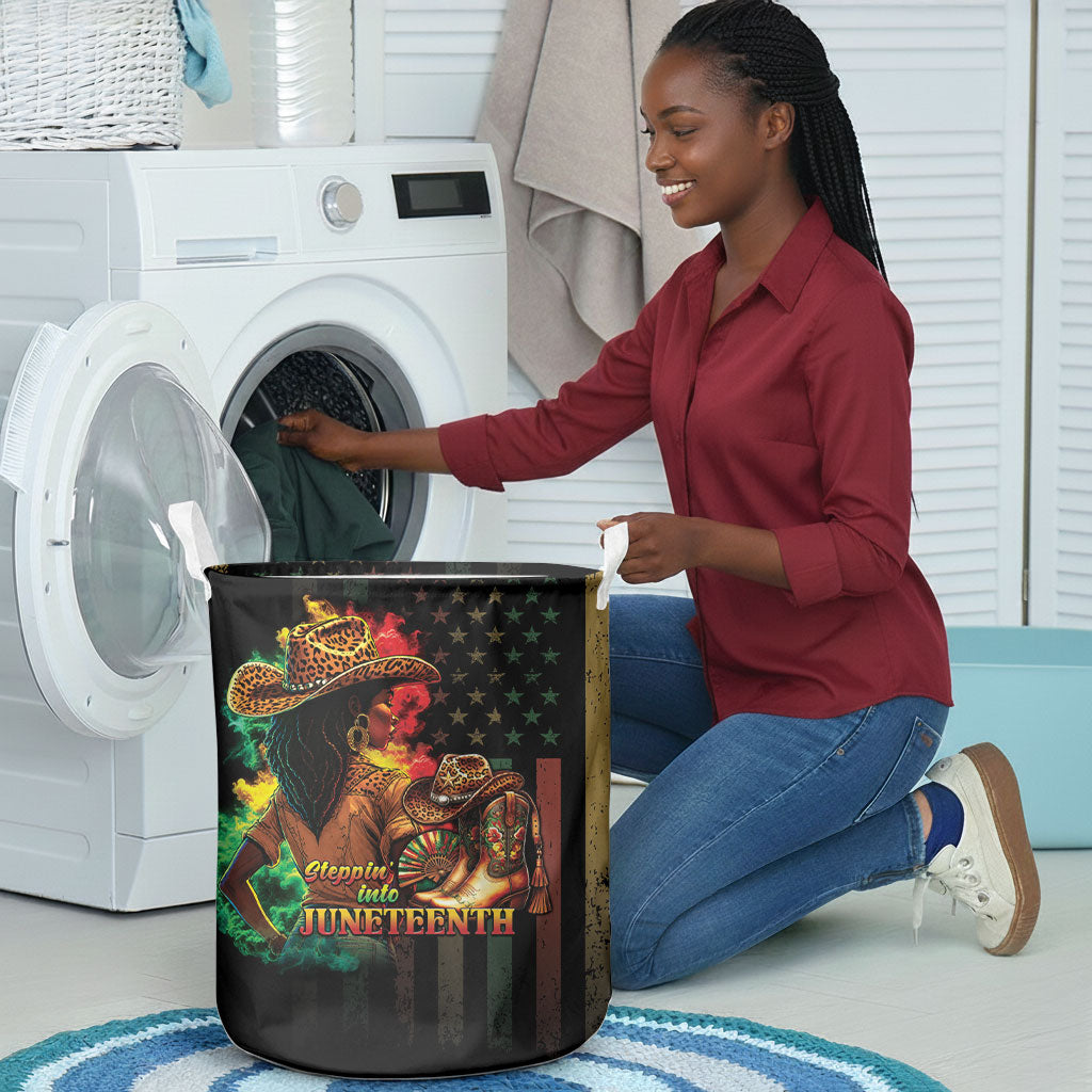 Steppin' into Juneteenth 1865 Laundry Basket Melanin Cowgirl Grunge Style