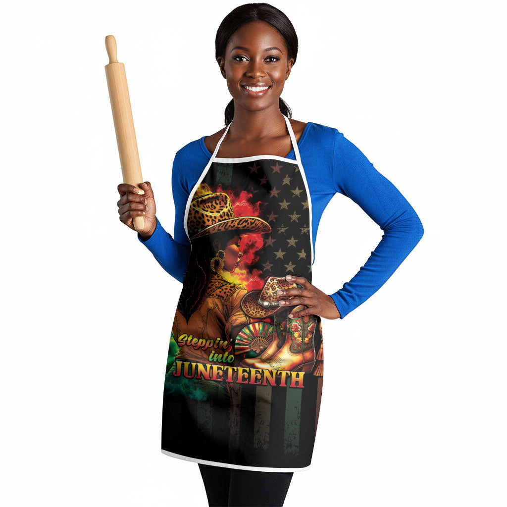 Steppin' into Juneteenth 1865 Apron Melanin Cowgirl Grunge Style