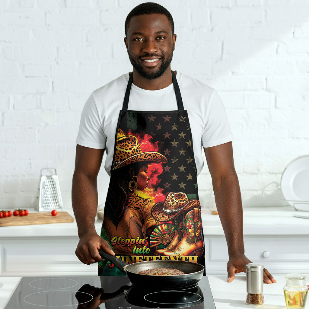 Steppin' into Juneteenth 1865 Apron Melanin Cowgirl Grunge Style