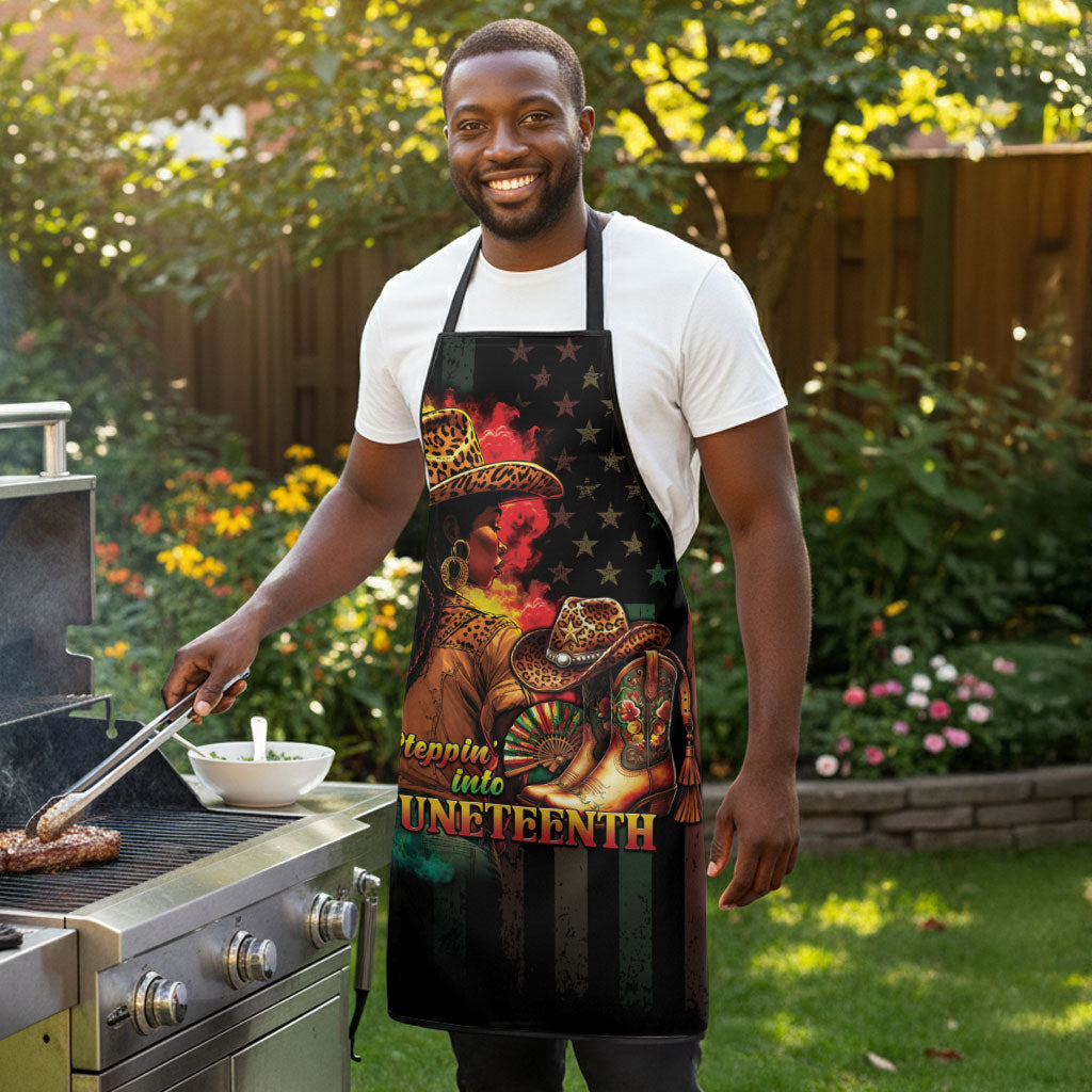 Steppin' into Juneteenth 1865 Apron Melanin Cowgirl Grunge Style
