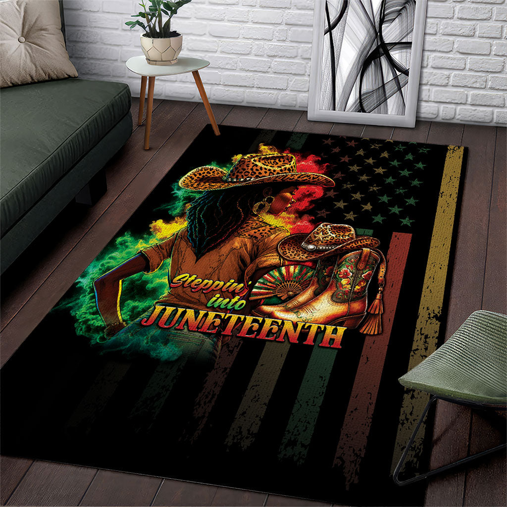 Steppin' into Juneteenth 1865 Area Rug Melanin Cowgirl Grunge Style