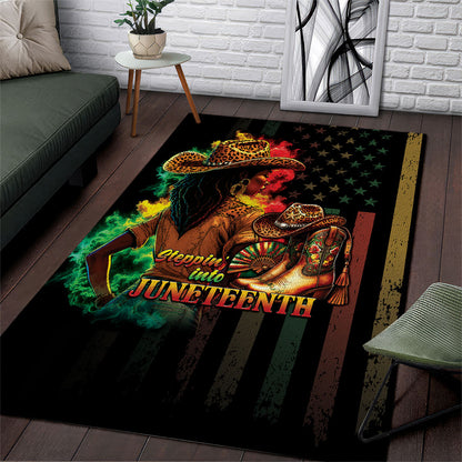 Steppin' into Juneteenth 1865 Area Rug Melanin Cowgirl Grunge Style