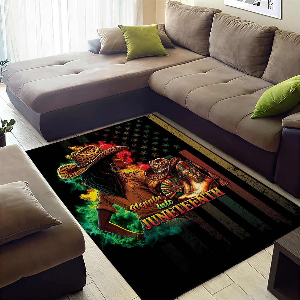 Steppin' into Juneteenth 1865 Area Rug Melanin Cowgirl Grunge Style