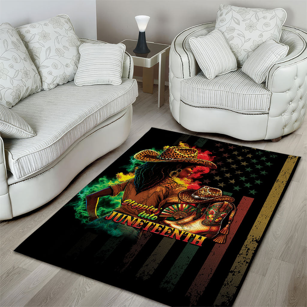 Steppin' into Juneteenth 1865 Area Rug Melanin Cowgirl Grunge Style