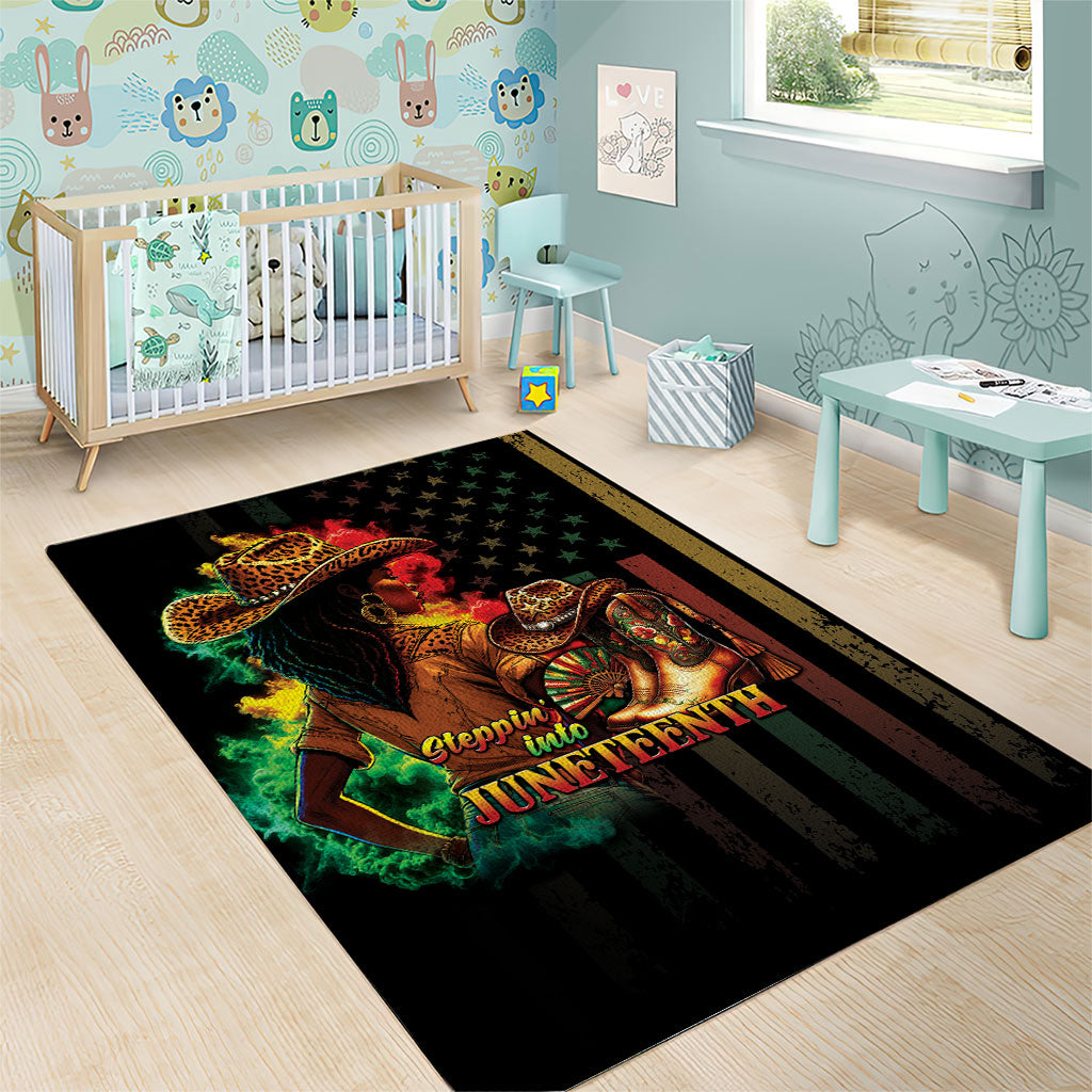 Steppin' into Juneteenth 1865 Area Rug Melanin Cowgirl Grunge Style