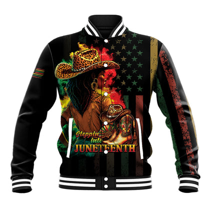 Steppin' into Juneteenth 1865 Baseball Jacket Melanin Cowgirl Grunge Style