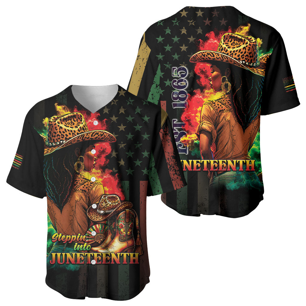 Steppin' into Juneteenth 1865 Baseball Jersey Melanin Cowgirl Grunge Style