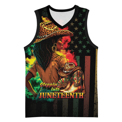 Steppin' into Juneteenth 1865 Basketball Jersey Melanin Cowgirl Grunge Style