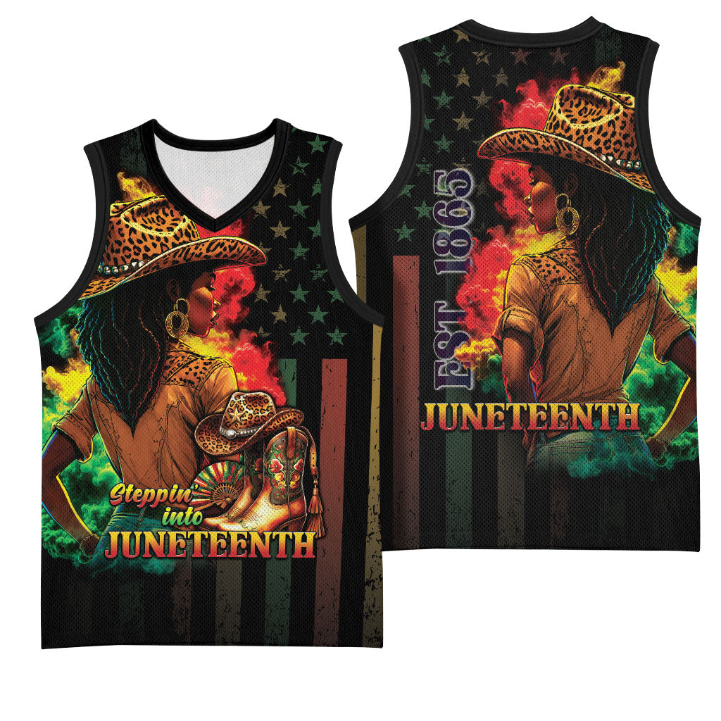 Steppin' into Juneteenth 1865 Basketball Jersey Melanin Cowgirl Grunge Style