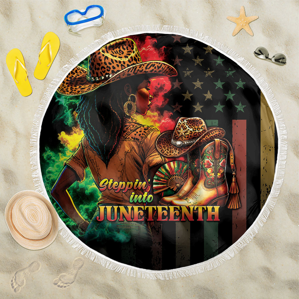Steppin' into Juneteenth 1865 Beach Blanket Melanin Cowgirl Grunge Style