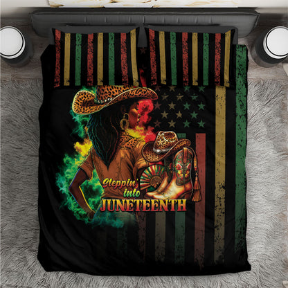 Steppin' into Juneteenth 1865 Bedding Set Melanin Cowgirl Grunge Style
