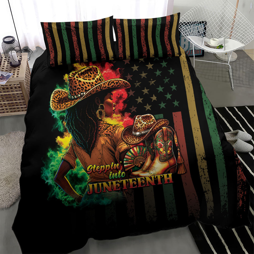 Steppin' into Juneteenth 1865 Bedding Set Melanin Cowgirl Grunge Style