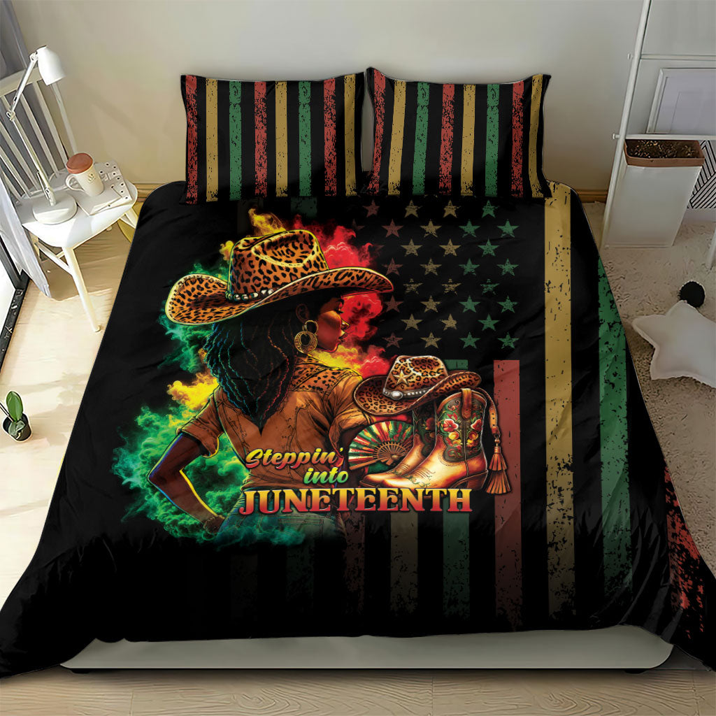 Steppin' into Juneteenth 1865 Bedding Set Melanin Cowgirl Grunge Style
