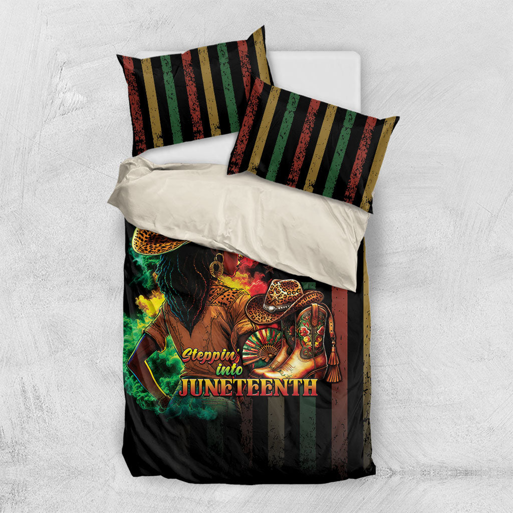 Steppin' into Juneteenth 1865 Bedding Set Melanin Cowgirl Grunge Style