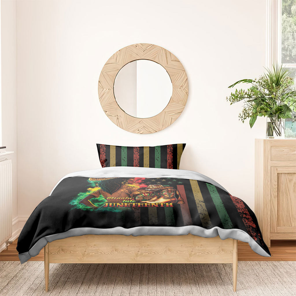 Steppin' into Juneteenth 1865 Bedding Set Melanin Cowgirl Grunge Style