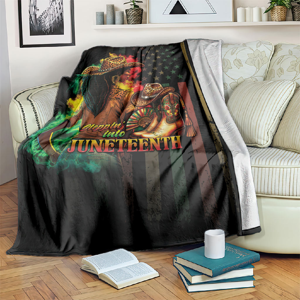 Steppin' into Juneteenth 1865 Blanket Melanin Cowgirl Grunge Style