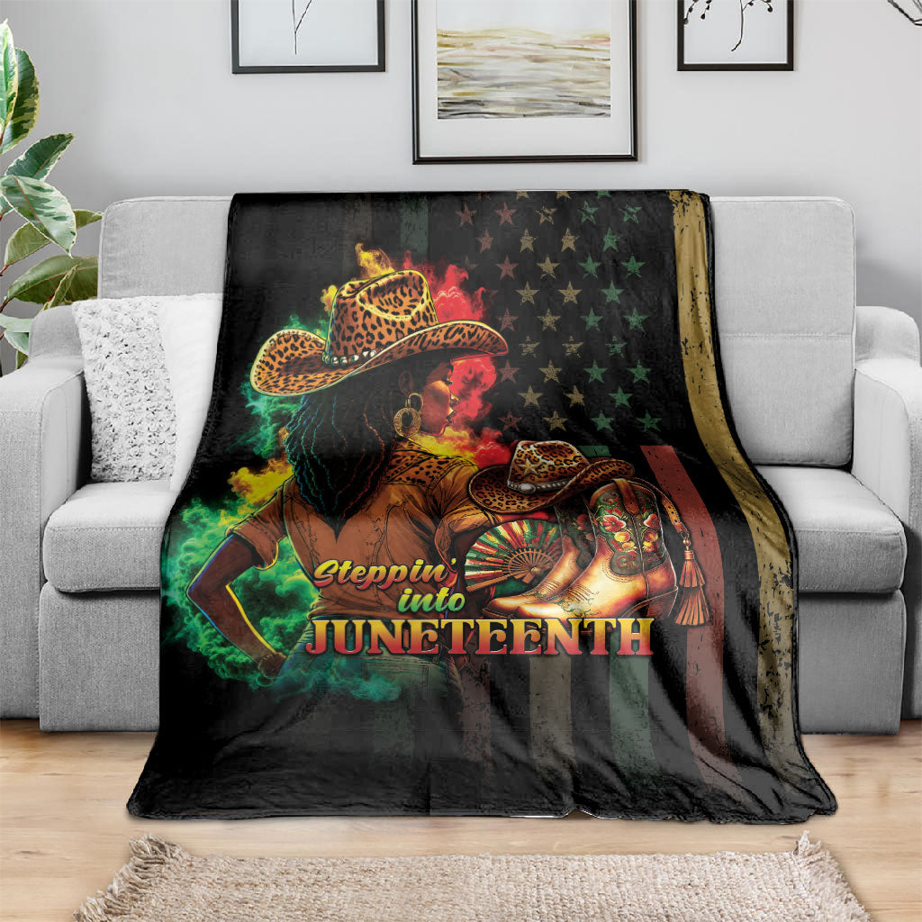 Steppin' into Juneteenth 1865 Blanket Melanin Cowgirl Grunge Style