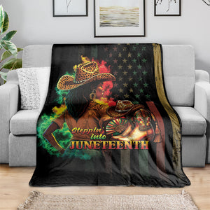 Steppin' into Juneteenth 1865 Blanket Melanin Cowgirl Grunge Style