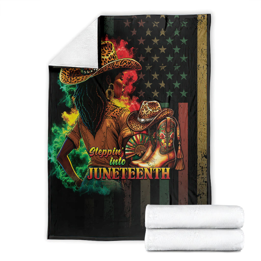 Steppin' into Juneteenth 1865 Blanket Melanin Cowgirl Grunge Style