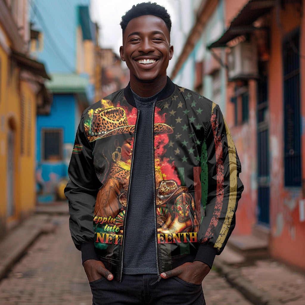 Steppin' into Juneteenth 1865 Bomber Jacket Melanin Cowgirl Grunge Style