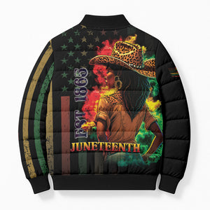 Steppin' into Juneteenth 1865 Bomber Puffer Jacket Melanin Cowgirl Grunge Style