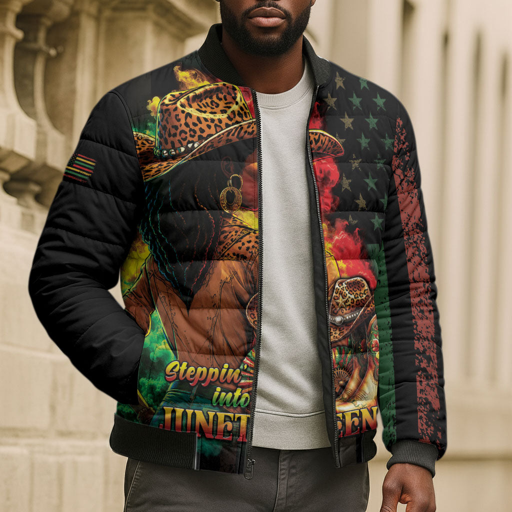 Steppin' into Juneteenth 1865 Bomber Puffer Jacket Melanin Cowgirl Grunge Style