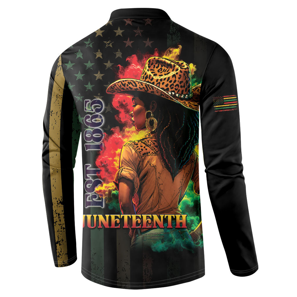 Steppin' into Juneteenth 1865 Button Sweatshirt Melanin Cowgirl Grunge Style