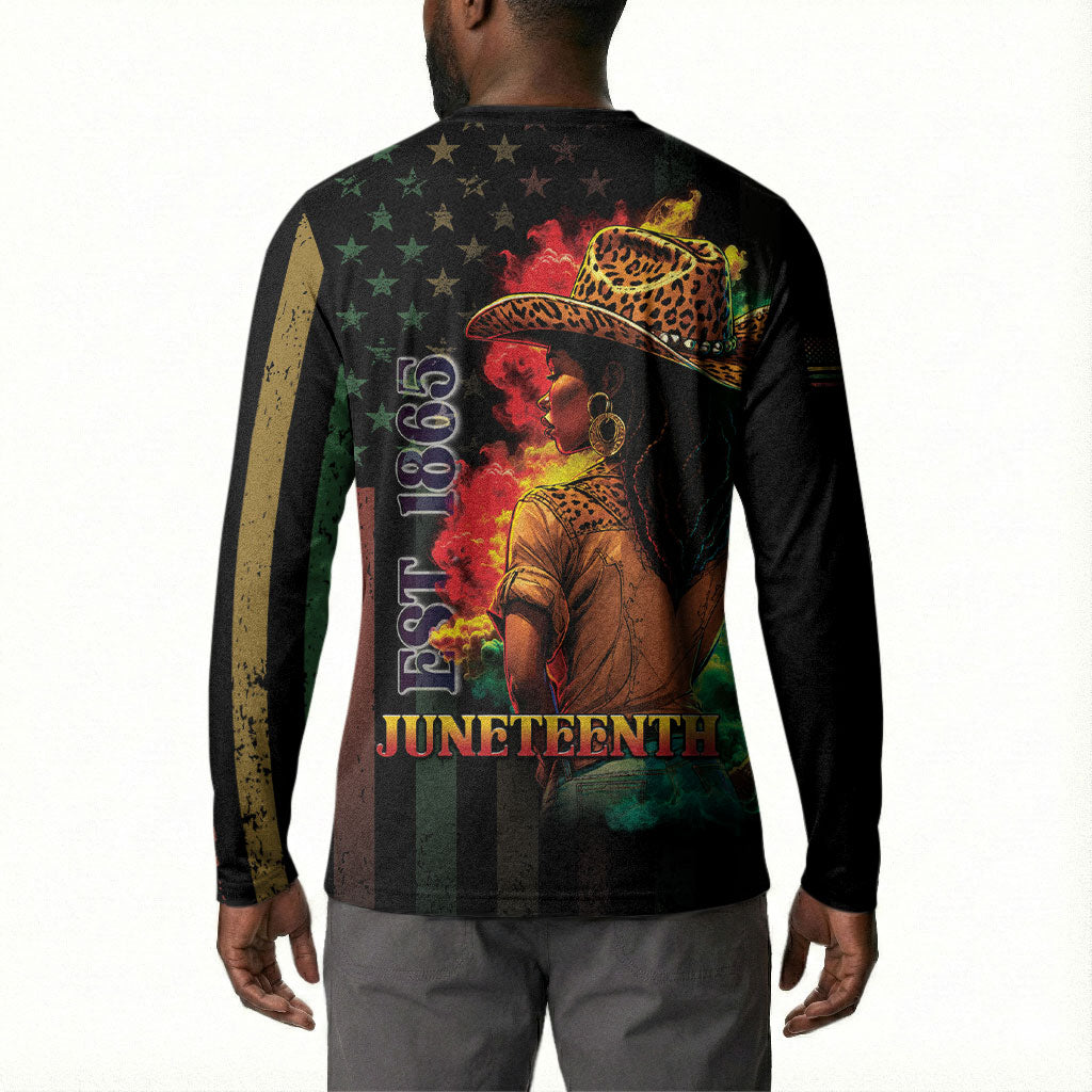 Steppin' into Juneteenth 1865 Button Sweatshirt Melanin Cowgirl Grunge Style