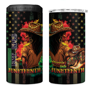 Steppin' into Juneteenth 1865 4 in 1 Can Cooler Tumbler Melanin Cowgirl Grunge Style
